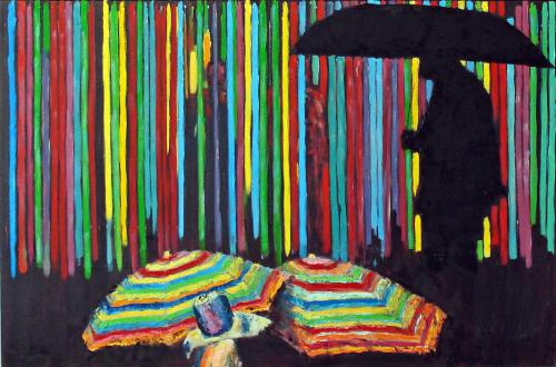 THE UMBRELLAS OIL ON CANVAS 24X36