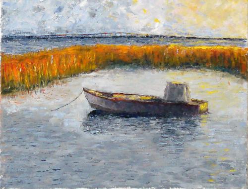 EASTPOINT OYSTER BOAT OIL ON CANVAS 16X20