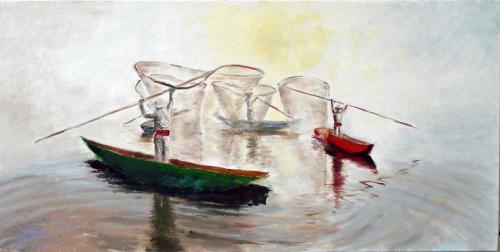 THE NETS OIL ON CANVAS 18X36