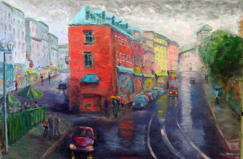 RAINY DAY IN OLD QUEBEC OIL ON CANVAS 24X30