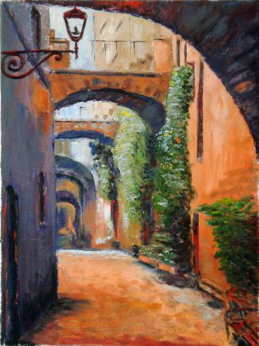 STREET IN PORTUGAL OIL ON CANVAS 18X24