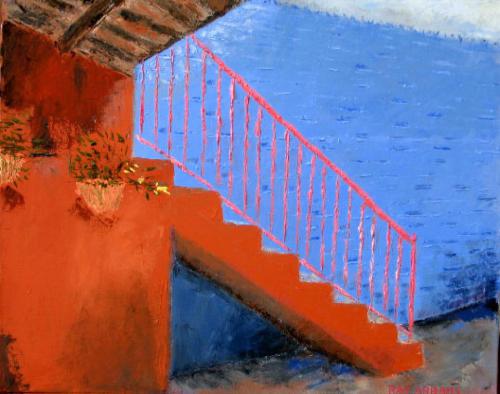 MEXICAN COURTYARD OIL ON CANVAS 16X20