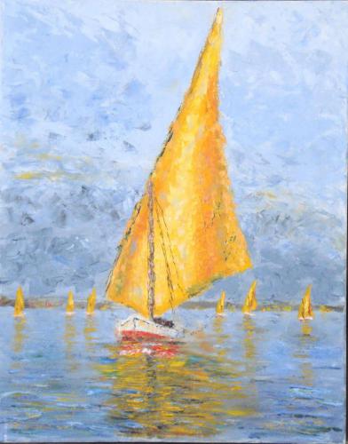 SAIL BOAT OIL ON CANVAS 16X20