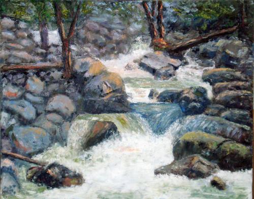 YOSEMITE BRIDAL VAIL FALLS OIL ON CANVAS 24X30