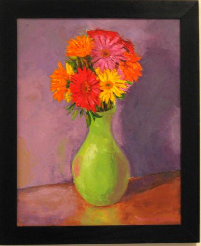 GERBERA DAISIES       OIL ON CANVAS 16X20